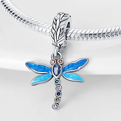 $27.50 • Buy DRAGONFLY BLUE S925 Sterling Silver Charm By Charm Heaven