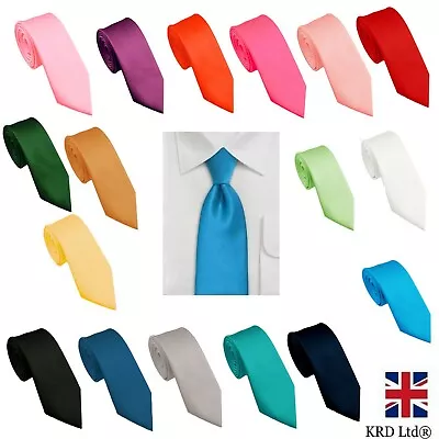 Mens Tie Classic Skinny Slim Wedding Dress Party Boys Solid Plain Necktie Smart  • £2.93