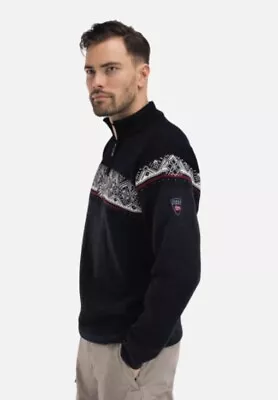 Dale Of Norway Moritz Sweater Merino Wool Black & Grey 1/4 Zip Jumper - Sz M/ L • £120