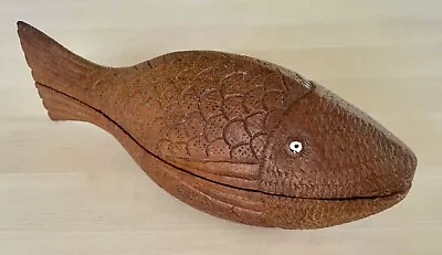 Vintage Hand Made Wooden Carved Fish Bowl Intricate & Collectable Ethnographic • £39.99