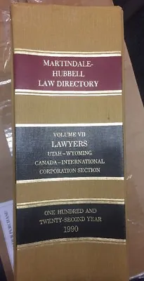 Martindale Hubbell Law Directory Vol VII Lawyers Utah-Wyoming Canada-Intl Corp • $98