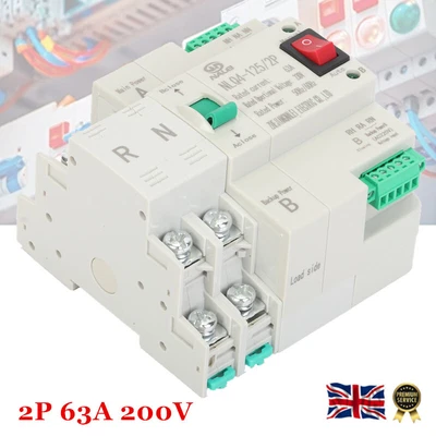 £23.30 • Buy 2P 63A Dual Power Automatic Transfer Switch Generator Changeover PC Level 220V