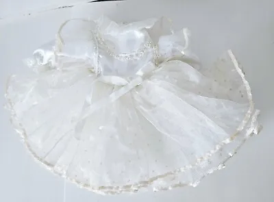 Vintage White Lace Ballerina Doll Dress With Pearls • $9.99