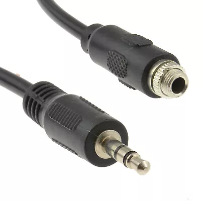 3.5mm Stereo Panel Mount Socket To 3.5mm Jack Plug Cable Lead 15cm • £3.97