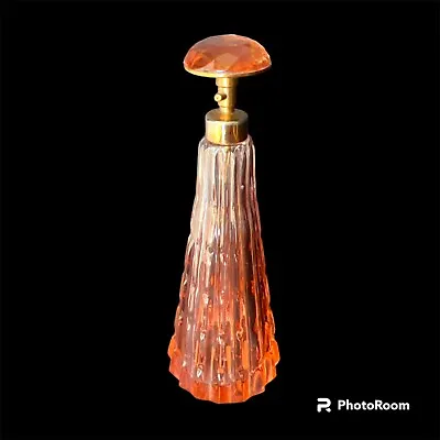 Vintage Irice Pink Perfume Bottle Czechoslovakia Czech Art Glass 7” • $44.95