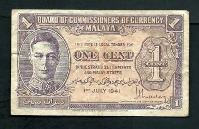 Malaya (P6) 1 Cent 1941 King George VI • £0.99