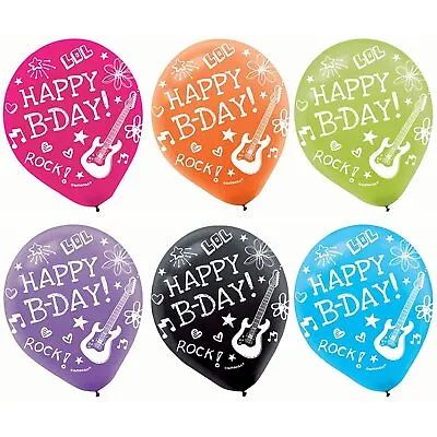 £9.56 • Buy Neon Doodle Rainbow Rock Star Kids Birthday Party Decoration 12  Latex Balloons