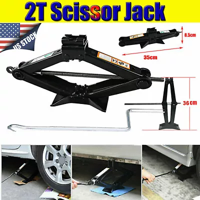 OEM Hand Operated Scissor Jack Lift 2 Ton W/ Handle Crank Car Tire Repair Tool • $37.32