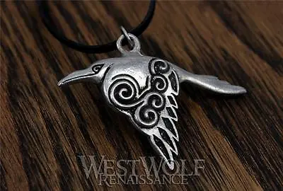 Celtic Raven Pendant -- Silver Crow - Norse/Viking/Medieval/Skyrim/Irish/Jewelry • $16.95