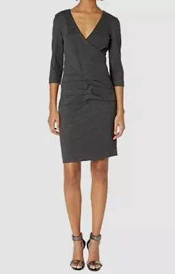 $276 Nicole Miller Women's Gray Ponte Tidal Pleated Sheath Dress Size XL • $70.38