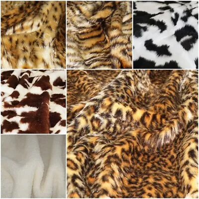 Animal Print Faux Fur Short Pile Fabric Super Soft Velboa Material 60  Wide • £79.99