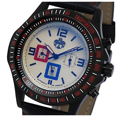 S.u.g. Gamma Mens 35j Automatic Mechanical Watch New White Dial Blue Strap • $69.59