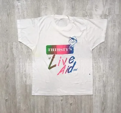 Vintage 1985 Live Aid Thirsty's T-Shirt Adult Size L/M Queen Wembley Stadium  • $79.99