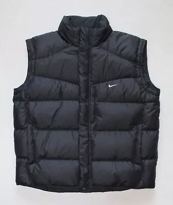 Men's Vintage Nike Down Vest Puffer Sleeveless Jacket Black Zip (size XL-XXL*) • $115