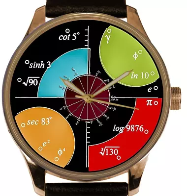 Beautiful Colorful Maths Mathematics Trigonometry Pi Art Solid Brass Wrist Watch • $119.99