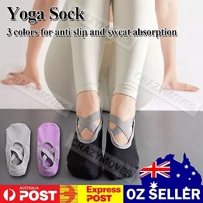 1/3pair Yoga Socks Non Slip Pilates Ballet Socks With Grip Exercise Cotton Gym V • $7.56