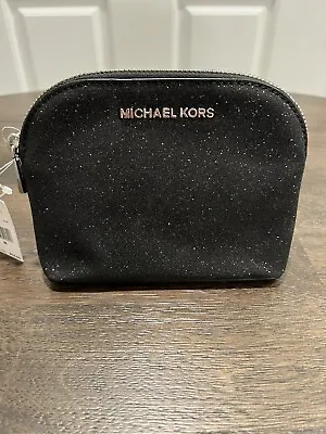 NWT Michael Kors  EMMY  TRAVEL POUCH Black Sparkle Makeup 💄/ Cosmetic CASE $118 • $59