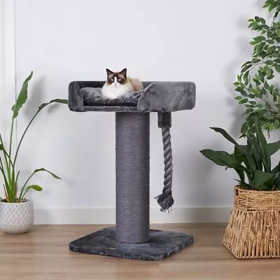 High Bed Scratching Post For Large Cats Charcoal Plush • $269