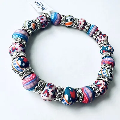 VivaBeads Chunky Handmade Beads Stretch Bracelet NWT • $21.90