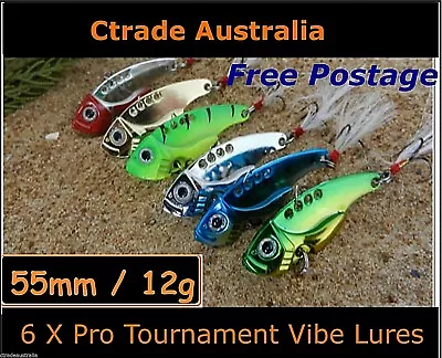 $18.95 • Buy 6 X 12g 55mm Fishing Switchblade Blade VIBE VIB Metal Lures Bream Bass Jewfish !