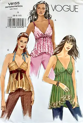 Sizes 6-10 Vogue V8155 Partywear Holiday A-Line Vest Camisole Top Sewing Pattern • £8.90