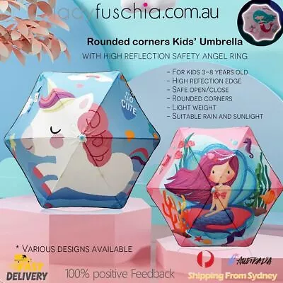 $28.95 • Buy 83cm Children Kids Umbrella Rounded Corners High Reflection Boys Girls Gift Rain