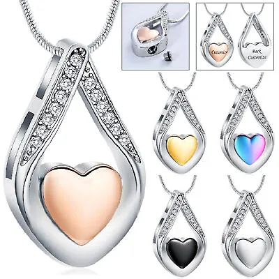 Teardrop Urn Locket Heart Keepsake Cremation Jewellery Urn Necklace For Ashes • £10.79