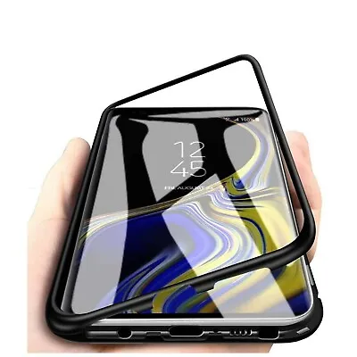 For SAMSUNG GALAXY A30 MAGNETIC CASE METAL BUMPER BACK TEMPERED GLASS SHOCKPROOF • $18.49