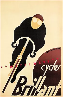 Cycles Brilliant 1925 Vintage Poster Print French Bicycle Advertising  Art Deco • $19.40