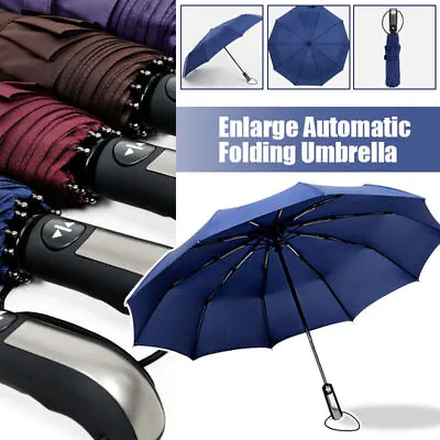 AU Automatic Folding Umbrella Portable Windproof Auto Compact 10 Ribs Fiberglass • $29.99