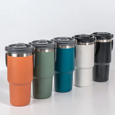 $33.22 • Buy Large Capacity Insulated Bottle Stainless Steel Portable Straw Thermos Drink Cup