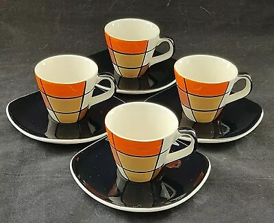 Retro Style Espresso Coffee Cups Saucers Mod Art Color Block Hues N Brews 4  • $25