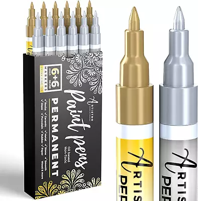 Gold & Silver Metallic Paint Pens For Rock Painting Stone Ceramic Glass Wood • $25.05