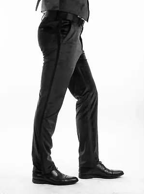 Bryan Michaels Black Velvet Tuxedo Dress Pants For Men • $47.99