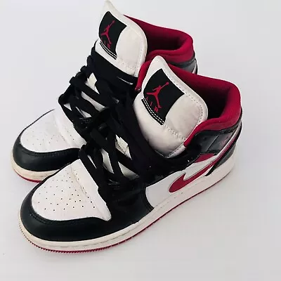 Nike Air Jordan 1 Mid Kids US4Y / UK 3.5 Gym Red Black GS DJ4695-122 Shoes • $64.90