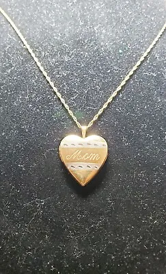 10k Two Tone Gold Heart  Mom  Locket Pendant W/ 18  14k GF Necklace Mother's Day • $119