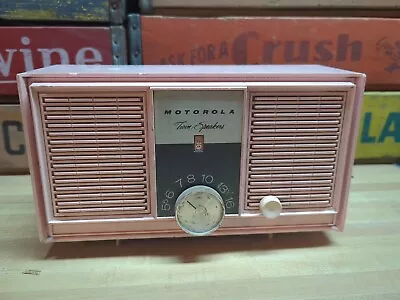 Vintage Pink Motorola Twin Speakers Portable Radio Works • $9.99