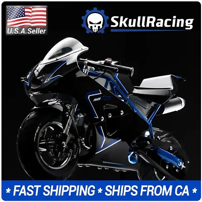 SkullRacing Gas Powered Mini Pocket Bike Motorcycle 50RR (Blue) • $399