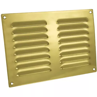 242 X 165mm Hooded Louvre Airflow Vent Polished Brass Internal Door Plate • £30.99