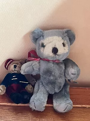 Gently Used Lot Of Vintage Gray Plush & Miniature Jointed Teddy Bear Stuffed • $11.99