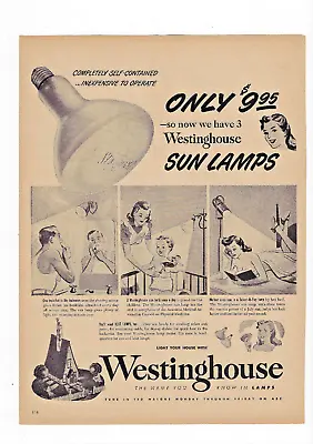 Westinghouse Print Ad Light Bulb Advertising Sun Lamp Vintage 1940s Original • $19.79