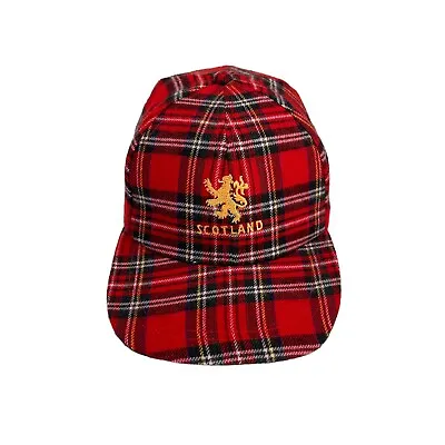 Vintage Red Plaid Scotland Snapback Hat Cap- Scottish- EUC • $18.97