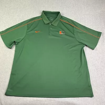 Miami Hurricanes Nike Polo Shirt 2XL Green Embroidered Logo Mens • $23.50