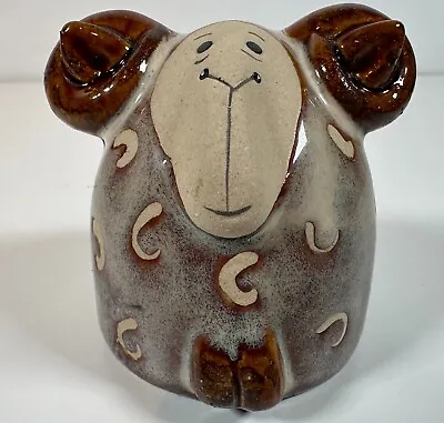 Ceramic Studio Pottery Ram Sheep Money Box Ceramic Piggy Bank With Stopper • £13.75