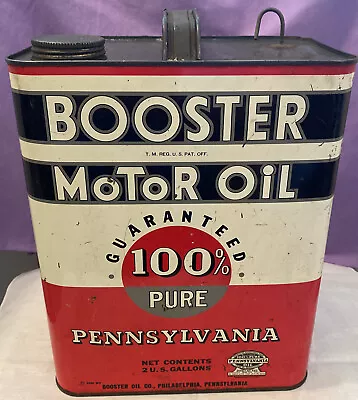 Vintage Booster Motor Oil 2 Gallon Metal Advertising Can Gas Oil • $98.50