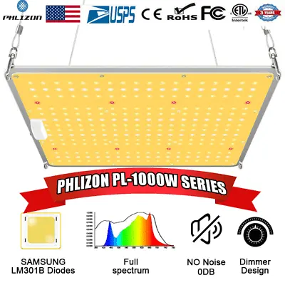 $64.85 • Buy Phlizon PL 1000W Samsung LED Grow Light Full Spectrum For Indoor Plant Veg Bloom