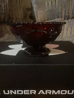 Footed Candy Dish AVON 1876 Cape Cod Collection Cranberry Glass 1987 • $6.50