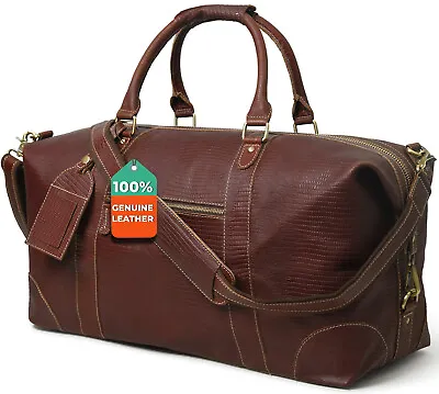 Genuine Leather Travel Duffel Bag Weekend Luggage Buffalo Leather Duffle Bag • $119