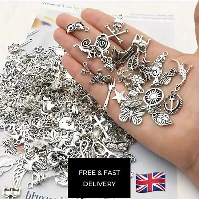 50 X Tibetan Silver Charms Mix Pendants Jewellery Necklace DIY Making Crafts • £5.49