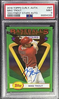 Mike Trout Psa 9 2018 Topps Clearly Authentic Finest Stars Green Auto 6/15 • $999.99